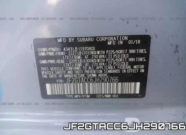 JF2GTACC6JH290766 фото 9