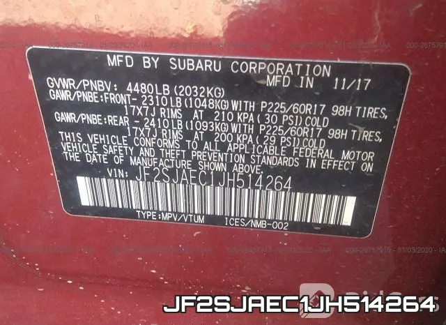 JF2SJAEC1JH514264 фото 7