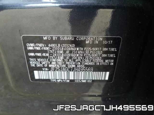 JF2SJAGC7JH495569 фото 2