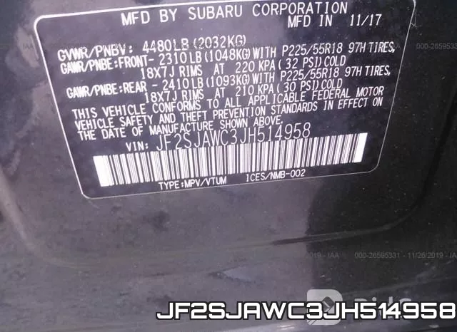 JF2SJAWC3JH514958 фото 9