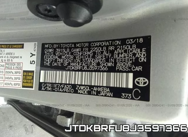JTDKBRFU8J3597366 фото 9