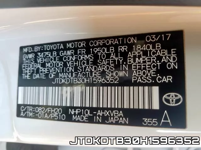 JTDKDTB30H1596352 фото 2