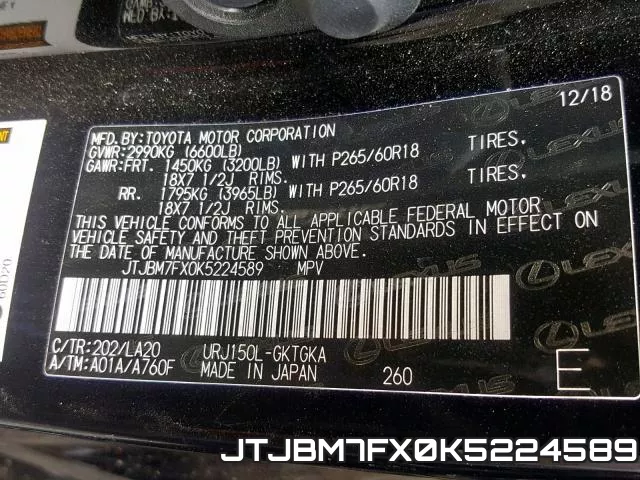 JTJBM7FX0K5224589 фото 2