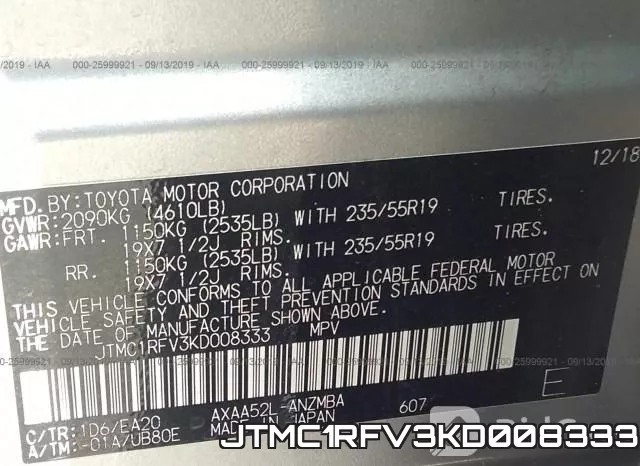 JTMC1RFV3KD008333 фото 9