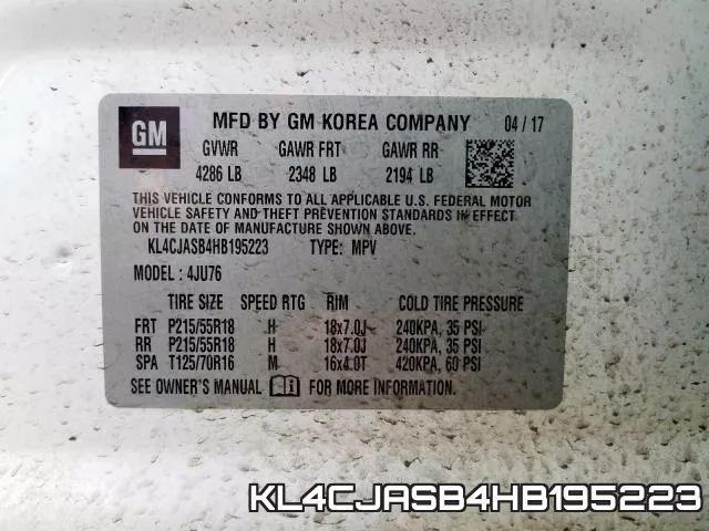 KL4CJASB4HB195223 фото 2