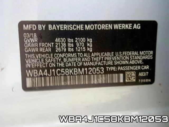 WBA4J1C58KBM12053 фото 2