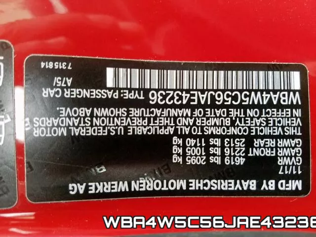 WBA4W5C56JAE43236 фото 2