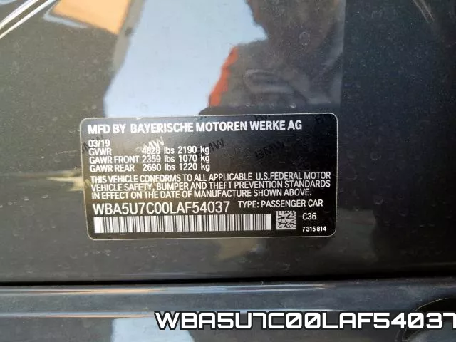 WBA5U7C00LAF54037 фото 2
