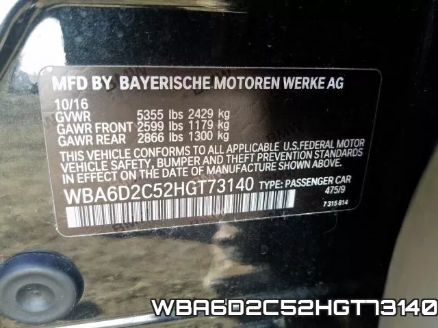 WBA6D2C52HGT73140 фото 2