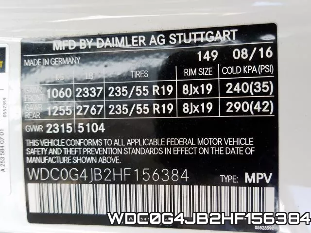 WDC0G4JB2HF156384 фото 2