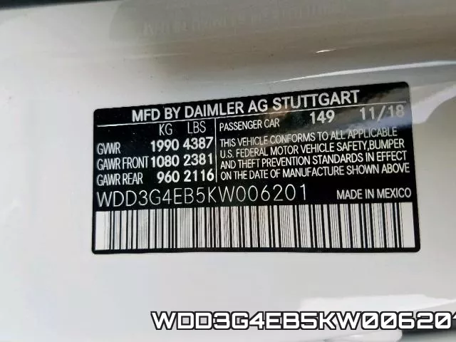WDD3G4EB5KW006201 фото 2