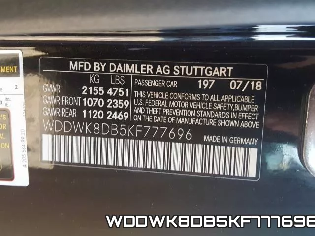 WDDWK8DB5KF777696 фото 2