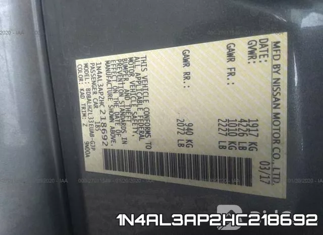 1N4AL3AP2HC218692 фото 8
