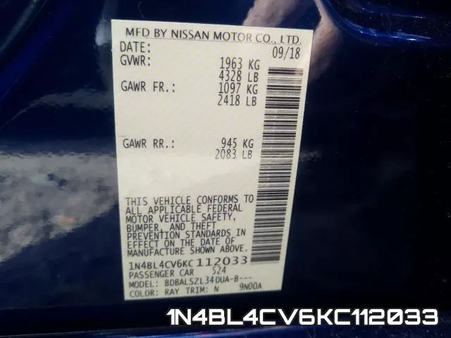 1N4BL4CV6KC112033 фото 2