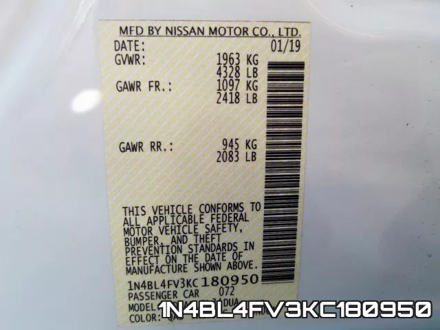 1N4BL4FV3KC180950 фото 2