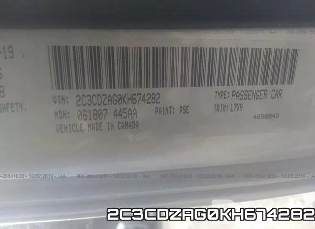 2C3CDZAG0KH674282 фото 8