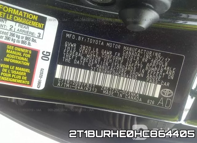 2T1BURHE0HC864405 фото 4