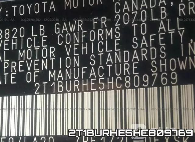 2T1BURHE5HC809769 фото 9