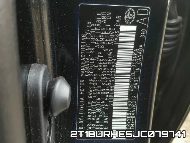 2T1BURHE5JC079741 фото 2