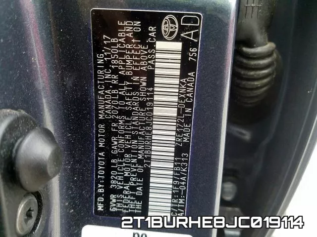2T1BURHE8JC019114 фото 2