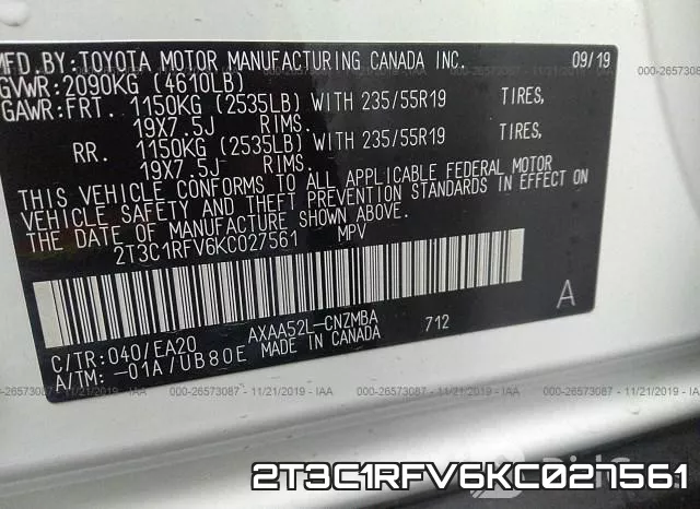 2T3C1RFV6KC027561 фото 9