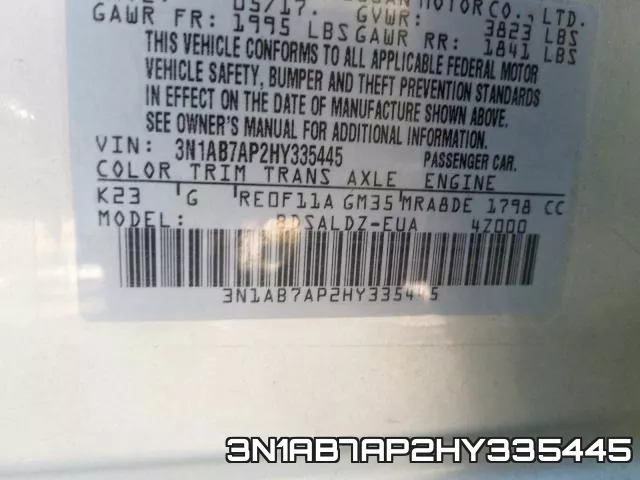 3N1AB7AP2HY335445 фото 2