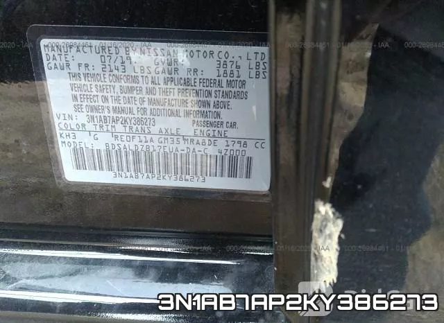 3N1AB7AP2KY386273 фото 9