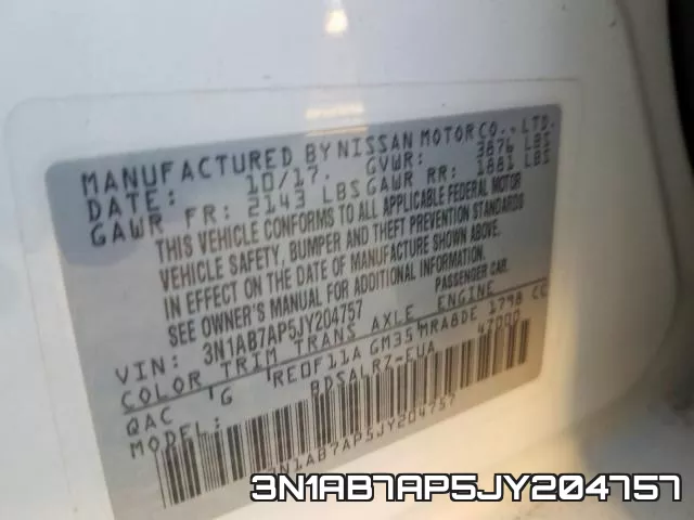 3N1AB7AP5JY204757 фото 2