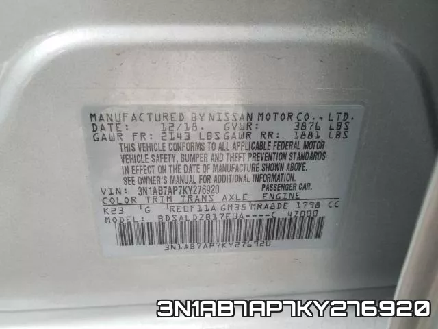 3N1AB7AP7KY276920 фото 2