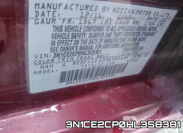 3N1CE2CP0HL358381 фото 9