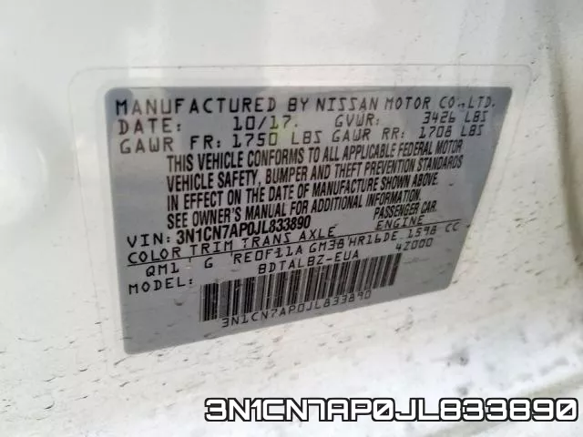 3N1CN7AP0JL833890 фото 2