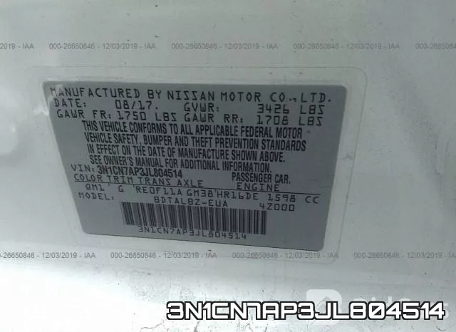 3N1CN7AP3JL804514 фото 9