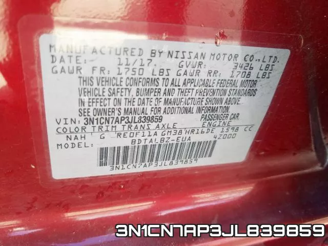 3N1CN7AP3JL839859 фото 2