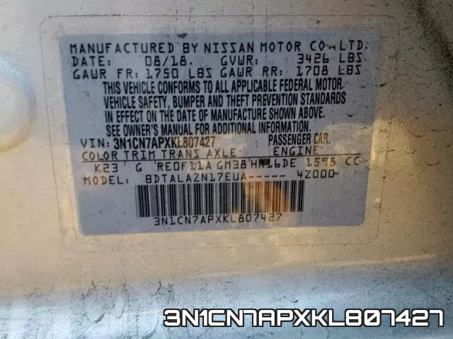 3N1CN7APXKL807427 фото 2