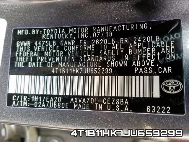 4T1B11HK7JU653299 фото 2