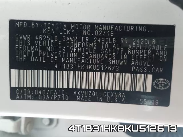 4T1B31HK8KU512673 фото 2