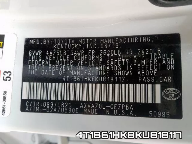 4T1B61HK8KU818117 фото 2