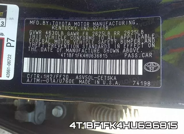 4T1BF1FK4HU636815 фото 9