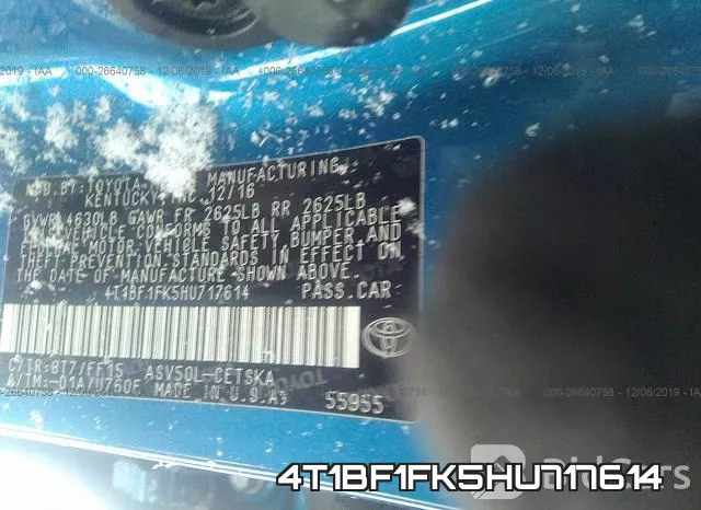 4T1BF1FK5HU717614 фото 8