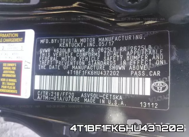 4T1BF1FK6HU437202 фото 6