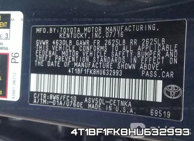 4T1BF1FK8HU632993 фото 8