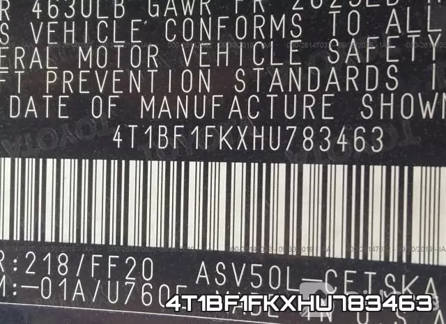 4T1BF1FKXHU783463 фото 10