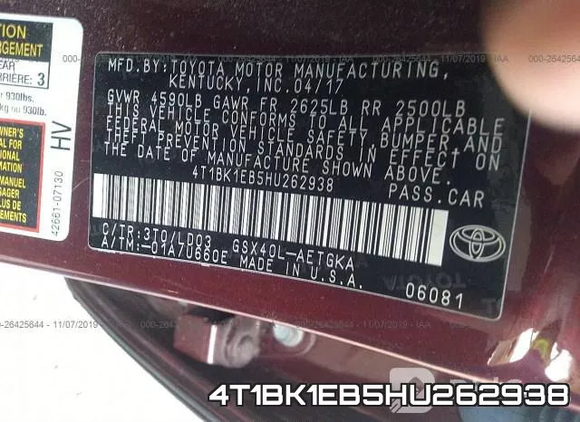 4T1BK1EB5HU262938 фото 7