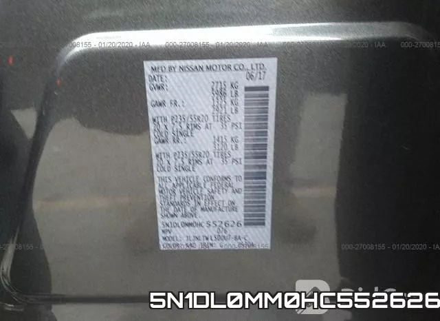 5N1DL0MM0HC552626 фото 9