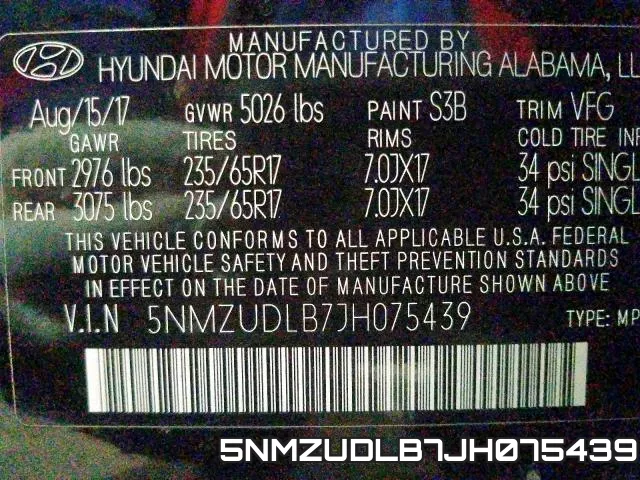 5NMZUDLB7JH075439 фото 2