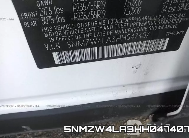 5NMZW4LA3HH047407 фото 8