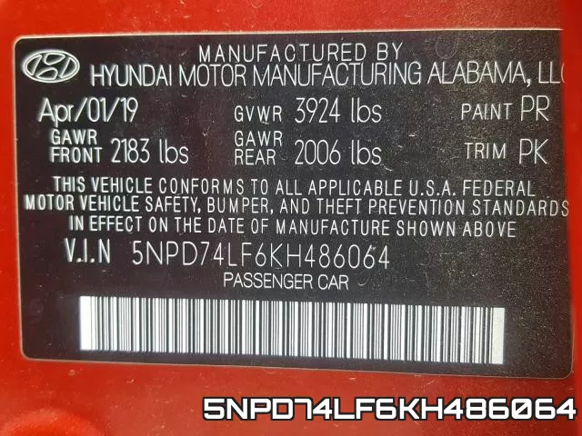 5NPD74LF6KH486064 фото 2