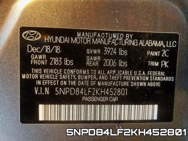5NPD84LF2KH452801 фото 2