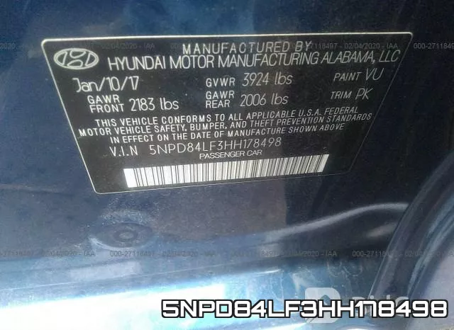 5NPD84LF3HH178498 фото 7