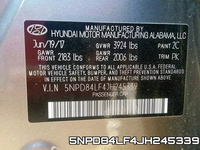5NPD84LF4JH245339 фото 2